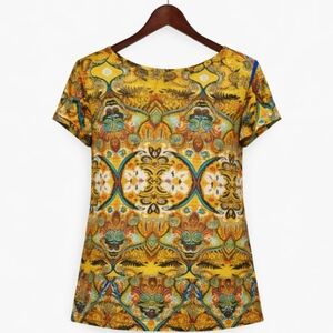 Jennifer Lauren Yellow Aztec Bohemian Top Plus No Sz Tag